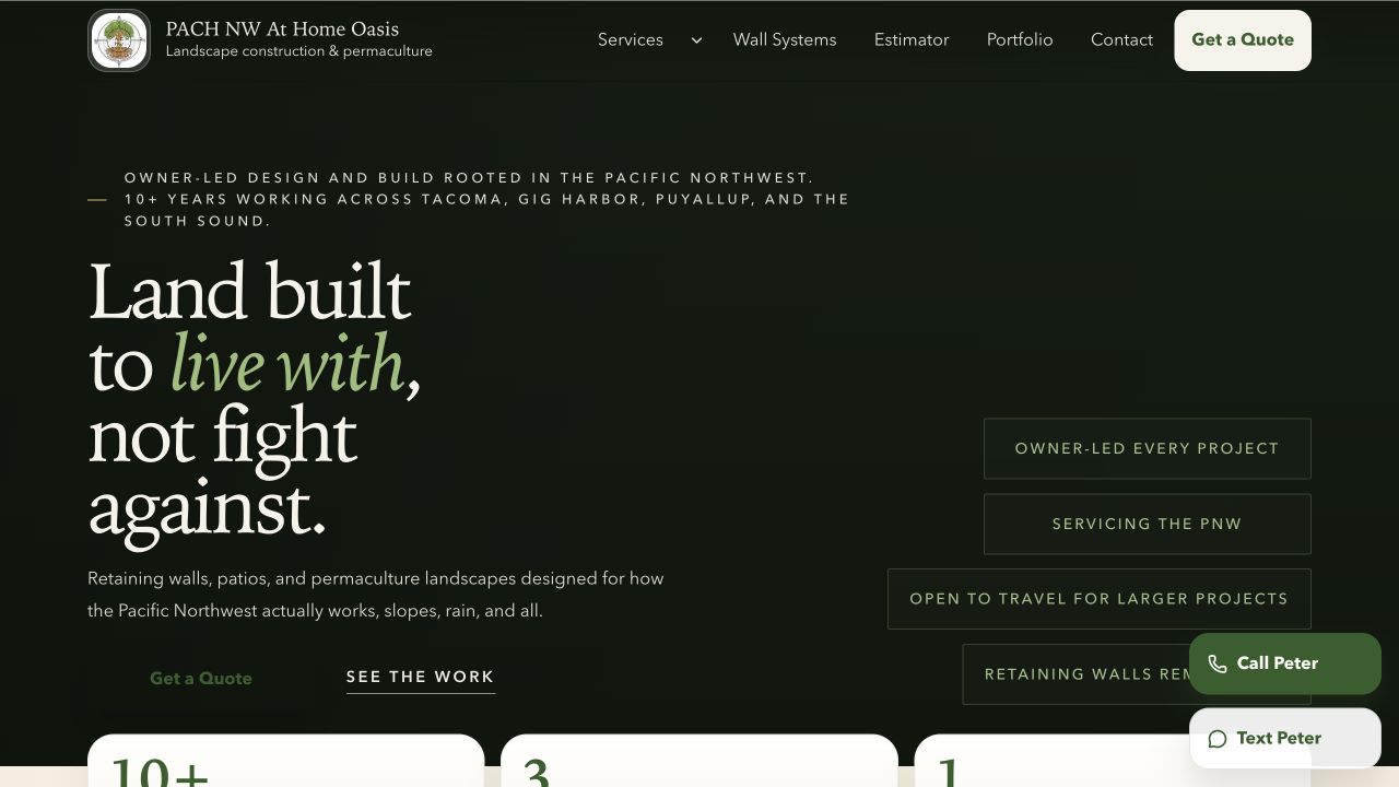 PACH NW / At Home Oasis website preview