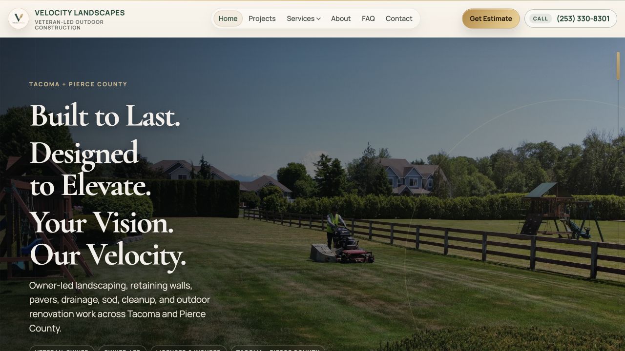 Velocity Landscapes website preview
